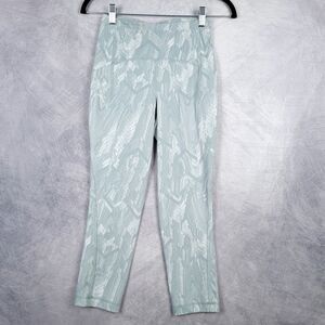 Lululemon Swift Speed Tights Womens 4 Blue White High Rise Pockets Crop Jacquard